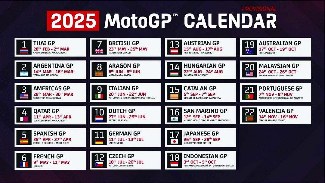 ตารางแข่งขัน MotoGP 2025